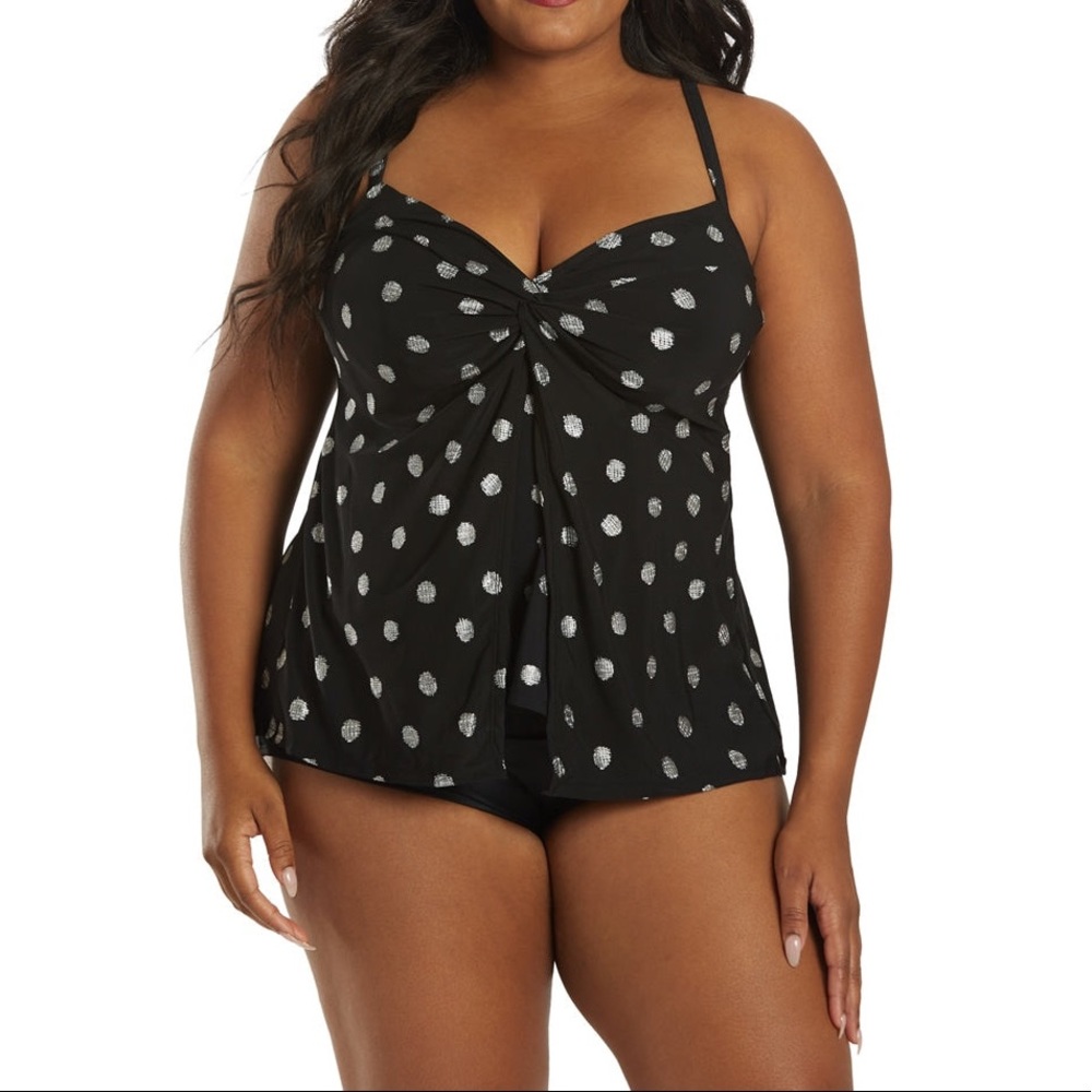 NWT Women's Plus Size Pizzelles Love Knot Tankini Top Size 16W